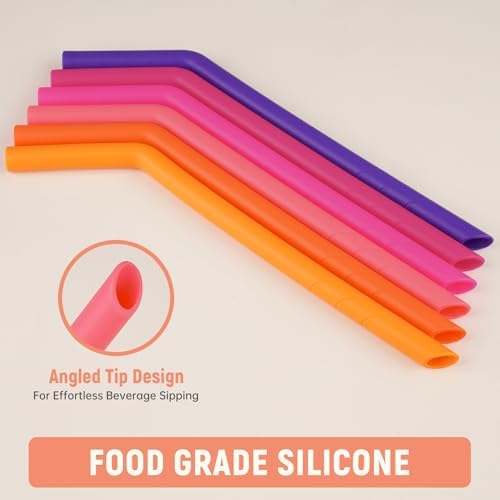 NiHome 6 PCS Extra Wide Reusable Bent Silicone Straws for Boba & Smoothies - Image 5