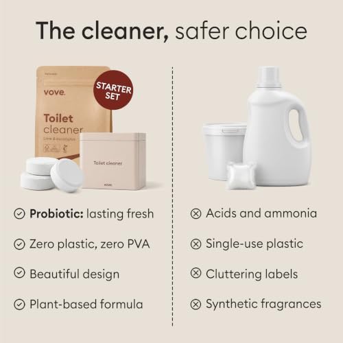 Vove Probiotic Toilet Bowl Cleaner Tablets Starter Set with Tin, 12 Count - Lime Eucalyptus, Citric Acid + Oxygen Bleach, Removes Hard Water & Limescale, Plant-Based, Septic Safe, Plastic-Free - Image 6