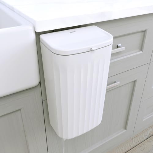 Glad Roomate Under Counter Waste Bin | Space Saving Small Trash Can for Kitchen Cabinet, Bathroom or Office | Dual Lid for Ease of Opening, 12 Liter, White by GladTrashFoodStorage
