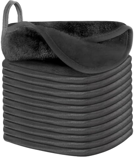 Puomue Makeup Remover Cloth 12 Pack, Super Soft and Reusable Microfiber Makeup Remover Towels for All Skin Types, Perfect Face Towels for Women, 6 Inch x 6 Inch, Dark Grey by Puomue