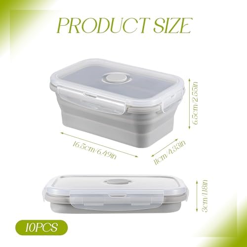 10Pcs Silicone Collapsible Food Storage Containers with Airtight Lids,17oz - Image 2
