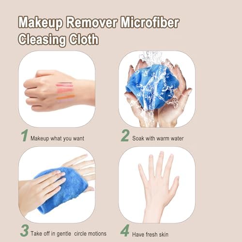 KODAMO Makeup Remover Cloth, Reusable Makeup Remover Pads Washable with Mesh Bag, Microfiber Makeup Removal Face Wash Cloths with Just Water, Gentle Soft, 12 Pack - Image 6