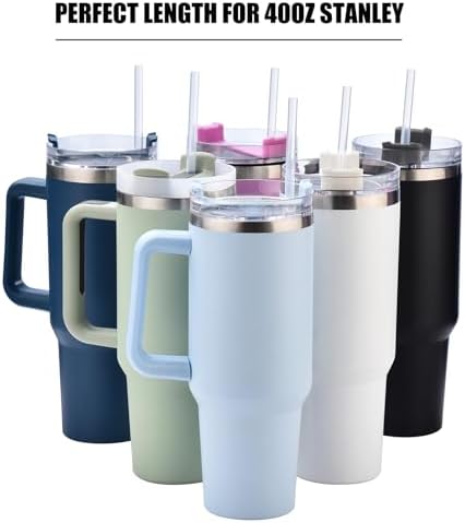 ALINK 12-Pack Reusable Plastic Clear Straws, 13 inch Extra Long Tumbler Straws for Stanley Cups, 1 Gallon, 64 oz 40 oz 32 oz Water Bottles, Plus Cleaning Brush - Image 5