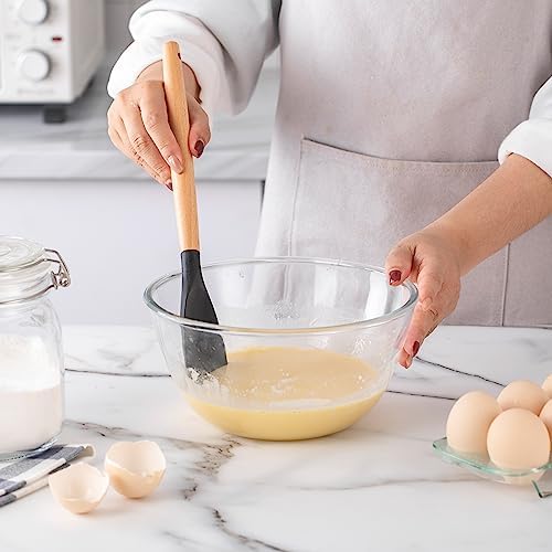 Country Kitchen Non Stick Silicone Utensil Set with Rounded Wood Handles for Cooking and Baking, 14 Piece Set, Black - Image 5