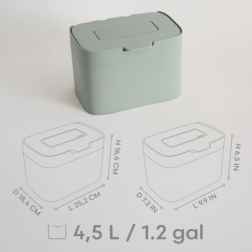 KAZAI. Compost Bin Kitchen 'Elin' | 1.2 GAL / 4.5L Countertop Compost Bin with Lid & Carbon Filter | Odor-Free, Dishwasher Safe, with Inner Bucket | Small Indoor Kitchen Composter | Sage-Green - Image 2