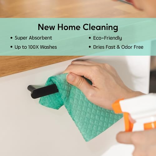 Swedish Dishcloths for Kitchen, 5 Pack Swedish Dish Cloths, Ultra Absorbent Reusable Paper Towels, Cellulose Sponge Cloths, Quick Drying, No Odor, Dishwasher Safe Orange - Image 3