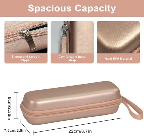 Travel Case for Oral-B/Oral-B Pro/Phlips Sonicare Electric Toothbrush with 2pcs Toothbrush Heads Cover Cap, Portable Hard Protective Storage Bag with Accessories Storage (Gold) - Image 2