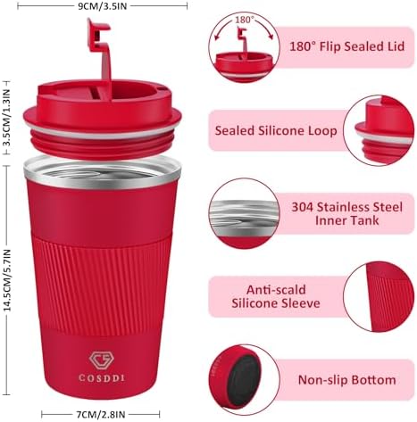 CS COSDDI 12 oz Coffee mug - Stainless Steel Coffee Cup with Leakproof Lid - Image 2
