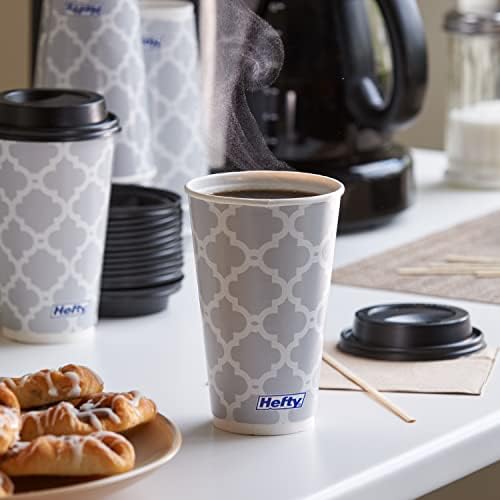 Hefty Disposable Hot Cups with Lids, Insulated Paper Coffee Cups for Tea, Cocoa and Hot Beverages, Leak Resistant Single Use Drink Cups, 16 Ounce, 20 Count - Image 4