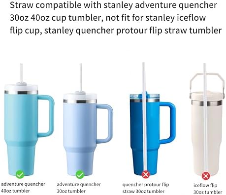 Replacement Straw Compatible with Stanley Quencher 40 oz Tumbler, 12 inch Extra Long Reusable Straws Plastic For 40 Oz Cup-6 Pack - Image 3