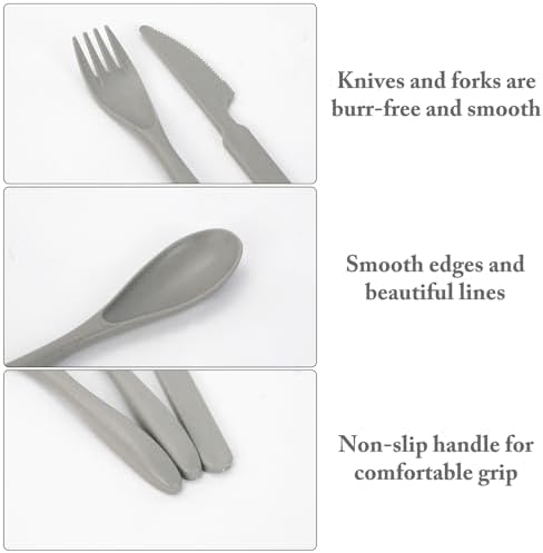 Zoyiancy 2 Sets Reusable Utensil Set with Case, Travel Utensils Black, Grey - Image 4