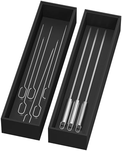 Lixple Bamboo Kitchen Drawer Organizer, 2 Pack, 12" x 3" x 2", Black by Lixple