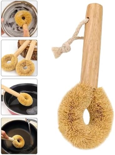 SUPVOX Natural Coconut Fiber Kitchen Pan and Bowl Cleaning Brush with Wooden Handle, Oil-Resistant Pot Scrubber for Home Dishwashing and Kitchen Cleaning - Image 7