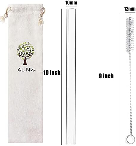 ALINK Reusable Clear Smoothie Straws, 10 in x 10 mm Jumbo Tritan Hard Plastic Drinking Straws, Individually Wrapped, Pack of 6 with Cleaning Brush and Carrying Case - Image 2