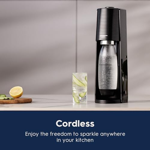 SodaStream TERRA Sparkling Water Maker, Starter Kit, CQC CO2 System, Includes 1 Quick Connect 60L CO2 Cylinder, 1 Dishwasher Safe BPA Free Bottle, 1 bubly Lime Drop, Make your own Pepsi, Black - Image 3