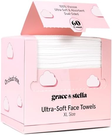 grace & stella Face Towels Disposable XL- Travel Essentials (60 Count) by GraceStella