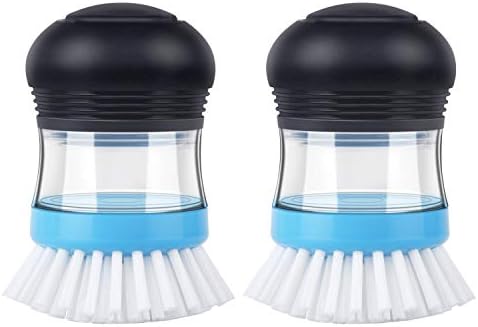 MR.SIGA Soap Dispensing Palm Brush, 2 Pack, Navy/Blue by MRSIGA
