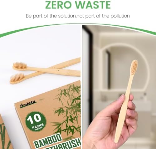 Daletu Bamboo Toothbrushes Soft Bristles 10 Pack, Biodegradable BPA Free Soft Bristles Toothbrushes for Adult, Eco-Friendly, Natural Wooden Organic Toothbrush - Image 6
