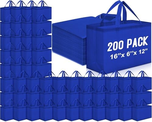 Windyun Reusable Grocery Bags Large Non Woven Shopping Bags with Handles Foldable Portable Tote, 16x6x12 Inch by Windyun
