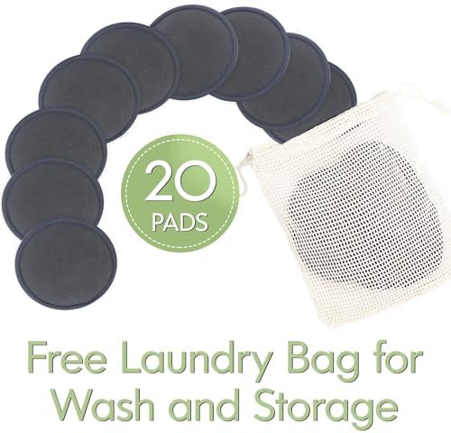 20 Pcs Reusable Makeup Remover Pads - Gray Bamboo Reusable Cotton Rounds with Laundry Bag - Image 6