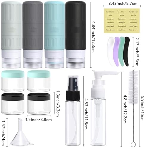 GLAMFIELDS Travel Bottles for Toiletries,TSA Approved 3.3oz Size LeakProof Silicone Toiletry Containers for Shampoo, Conditioner,Easy to Squeeze，Portable Travel Essentials for Lotion(18 Pack) Gray - Image 2