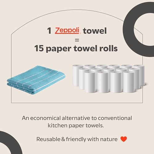 Zeppoli Classic Kitchen Towels - 6 Pack 100% Natural Cotton Towel Set, Reusable Wash Cloths, Absorbent Dish Towels, Machine Washable Hand Towels, Kitchen Essentials, 20" x 28" - Aqua Base - Image 6