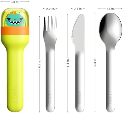 Kids Pocket Utensil Set, Kids Silverware Set Fork, Knife, and Spoon, Dino - Image 3