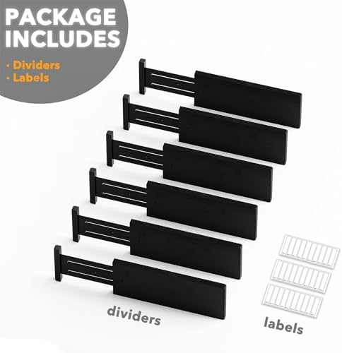 SpaceAid Bamboo Dresser Drawer Dividers 6 Pack, 4.65“ High Adjustable 12.5“-17” Drawer Organizers, Expandable Organization for Clothing, Clothes, Dressers, Black - Image 7