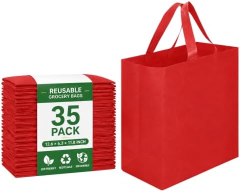 Reusable Grocery Bags 12.6 * 6.3 * 11.8 in - Non Woven Totes Bag with Reinforced Handles, Shopping Bags Bulk by Unknown