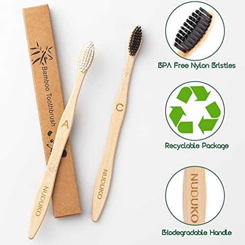Bamboo Toothbrushes 10 Pack, Soft Bristle Toothbrush BPA Free Biodegradable - Image 2