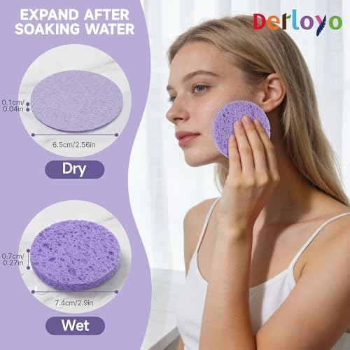 100-Count Compressed Facial Sponges, Purple Round - Image 4