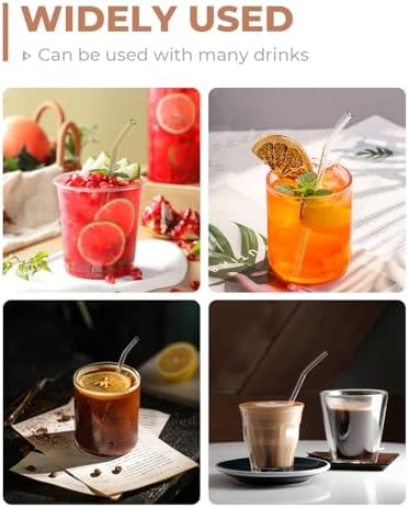 Foogwee® 20 Packs Reusable Glass Straws Set, 8.5'' x 10mm Clear Drinking Straws for Smoothies, Shakes, Coffee, Juice, Sodas, Milk, Tea, Cocktails, Set of 8 Straight and 8 Bent with 4 Cleaning Brushes - Image 6