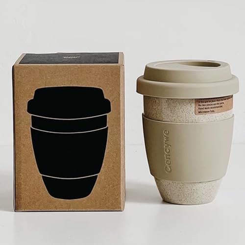 Gencywe Ceramic Travel Mugs with Silicone Lids, 15 oz Portable Coffee Mug Travel Unique To Go Mug, Reusable Coffee Cups with Non-Slip Sleeve, Cappuccino,Tea,Latte,Iced Coffee Cups, Dishwasher Safe by Gencywe