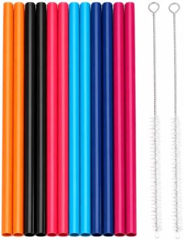 12 Pcs Eco Friendly Silicone Straws with 2 cleaning Brushes,Reusable Silicone Drinking Straws,for 30oz and 20oz Tumblers,Yeti, Ozark, (Pure Multicolor, 10 inches) - Image 2
