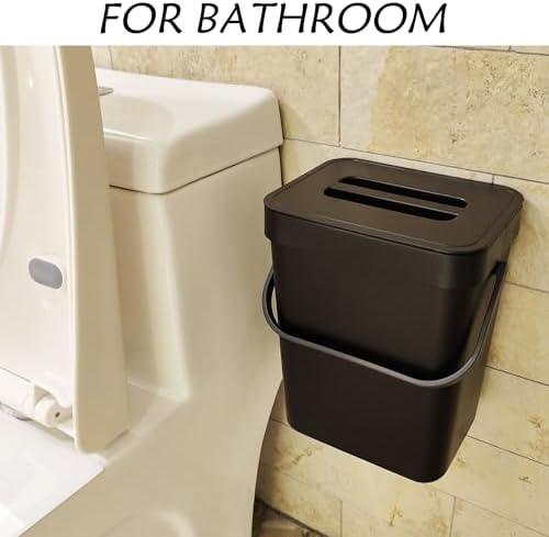 stonespace Kitchen Compost Bin 1.3 Gal Hanging Under Sink Trash Can,Black - Image 4
