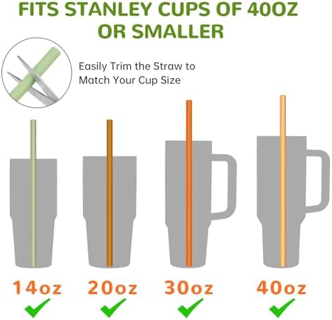 Tomorotec 15-Pack 12.2" Reusable Silicone Drinking Straws for Stanley Tumblers 20oz, 30oz, 40oz with 2 Cleaning Brushes, BPA-Free Food-Grade Flexible Straws for Fall Autumn Thanksgiving Use (Garden) - Image 3
