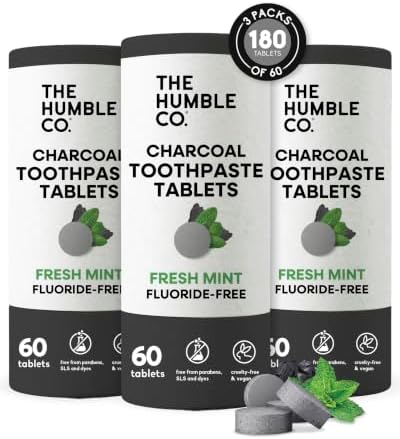 The Humble Co. Chewable Toothpaste Tablets, Fluoride-Free - Charcoal by TheHumbleCo