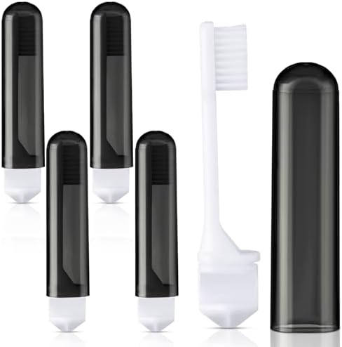 Patelai 4 Pcs Travel Toothbrush Mini Foldable with Case,Black Color by Patelai