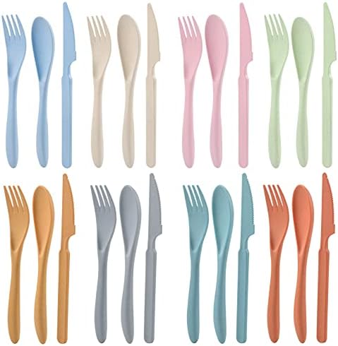 Zoyiancy 8 Sets Wheat Straw Cutlery Set, Reusable Flatware Utensils Set by ZoyiancyLifeButler