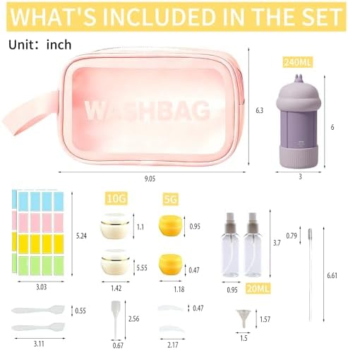 Travel Cosmetic Case Toiletry Bag with Zipper Refillable 4-in-1 Silicone Kit Toiletry Bottles、Squeeze Toiletry Bottles Leakproof Accessories for Toiletries Shampoo Lotion Body Wash (BPA Free) - Image 4