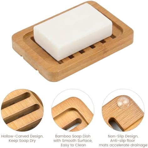 Flat Slotted Wood Soap Dish, 1 Pack, Warm Brown - Image 2