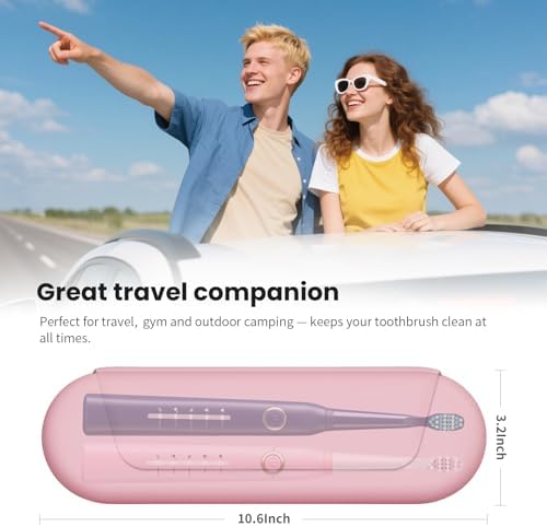 Silicone Electric Toothbrush Travel Case, Manual Toothbrush Travel Cover for Men and Women,Toothbrush Holder for Travel,Gym and More, Fits Most Manual and Electric Toothbrushes - Pink - Image 6