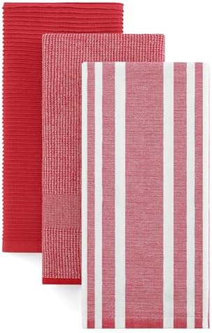 Homaxy Cotton 380 GSM Premium Kitchen Towels, 18"x 28", 3 Pack, Red by Homaxy