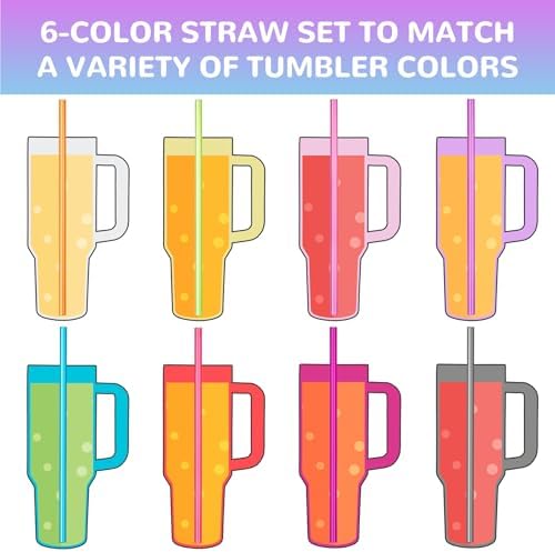 NiHome 12-Pack Plastic Reusable Straws Fit for Stanley 40 30 64 oz Tumbler - Image 4