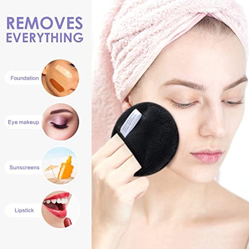 SUNLAND Reusable Makeup Remover Pads for Face,Eyes,Lips 6 Pack Black - Image 5
