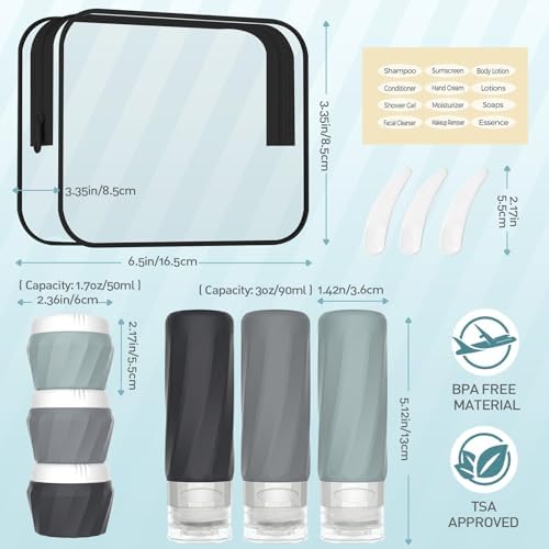 6Pcs Travel Bottles for Toiletries, Silicone Travel Size Containers Set - Image 2