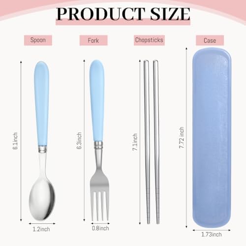 Domensi 3 Sets Portable Travel Utensil Set with Case Stainless Steel - Image 4