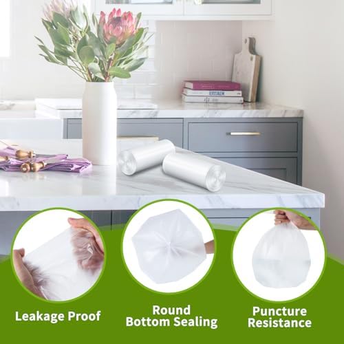 4 Gallon Clear Small Trash Bags Bathroom –Strong Leak-Resistant - 150 Ct - Image 2