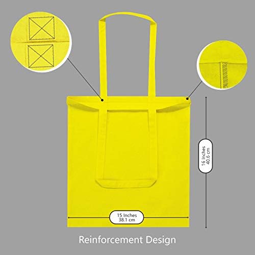 TOPDesign 12-Pack Economical 16"x15" Yellow Cotton Tote Bag, Lightweight Medium Reusable Grocery Shopping Cloth Bags, Suitable for DIY, Advertising, Promotion, Gift, Activity - Image 6