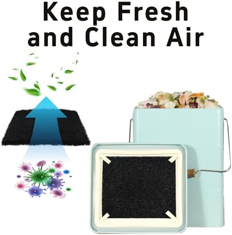 6PCS 5” Square Compost Bin Charcoal Filters, 0.4” Thick Activated Carbon Filters for Kitchen Countertop Compost Pail, Home Bucket Filter Replacements - Image 3